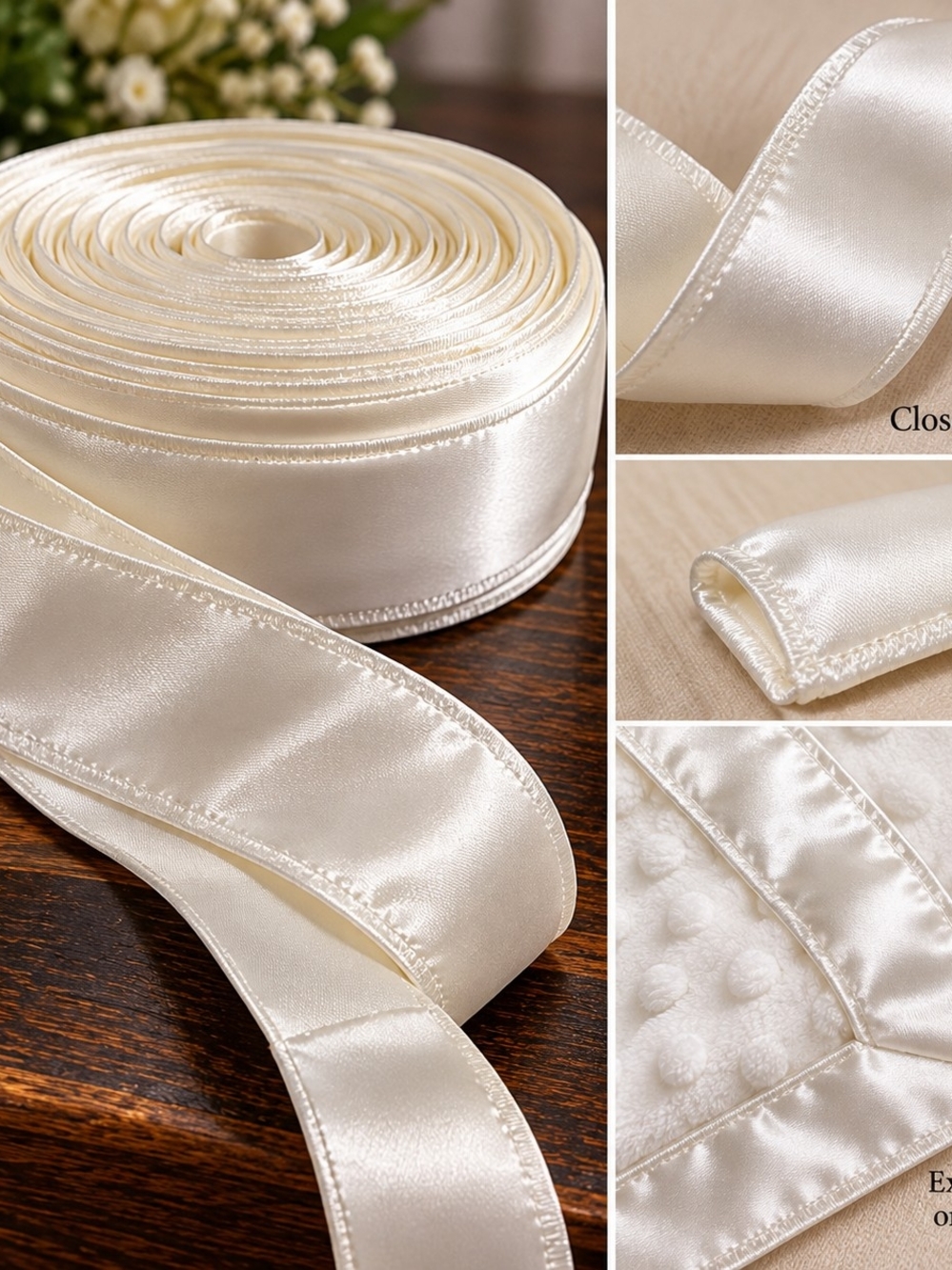 Premium Satin Ribbon Roll - Ivory #2